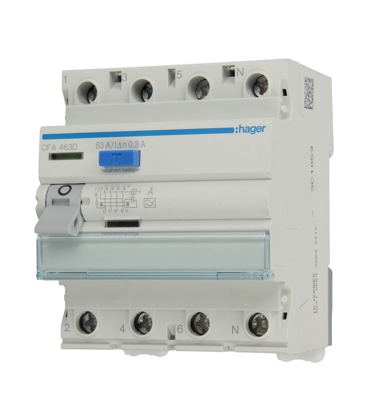 Interrupteur différentiel 4 modules 4 pôles 63/0,3 A