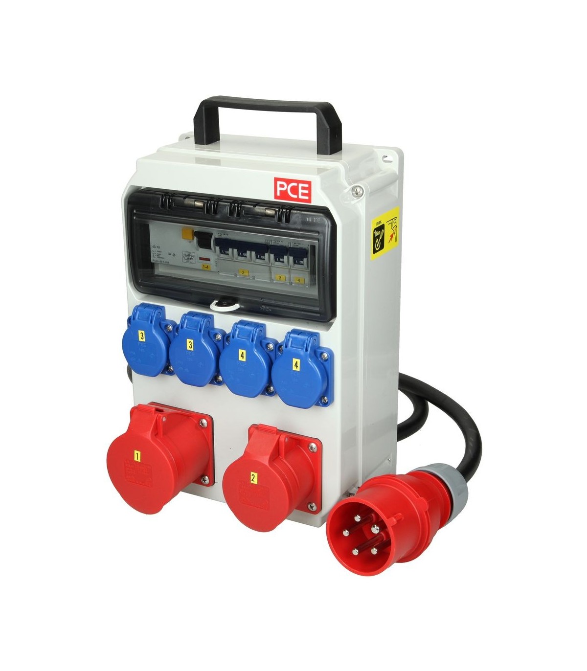 Mobile distributor anif4 2 x cee 16/32A 4x taken schuko 4x LS/FI