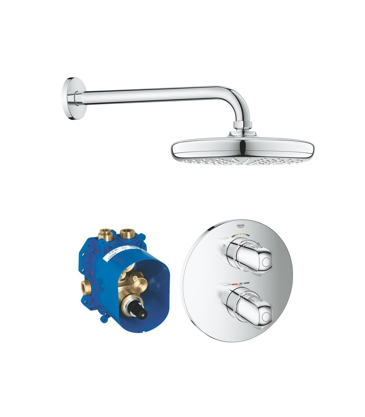 Grohtherm builtin shower system with head shower tempesta 210 chrome