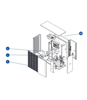 Air output grid for air-water heat pump